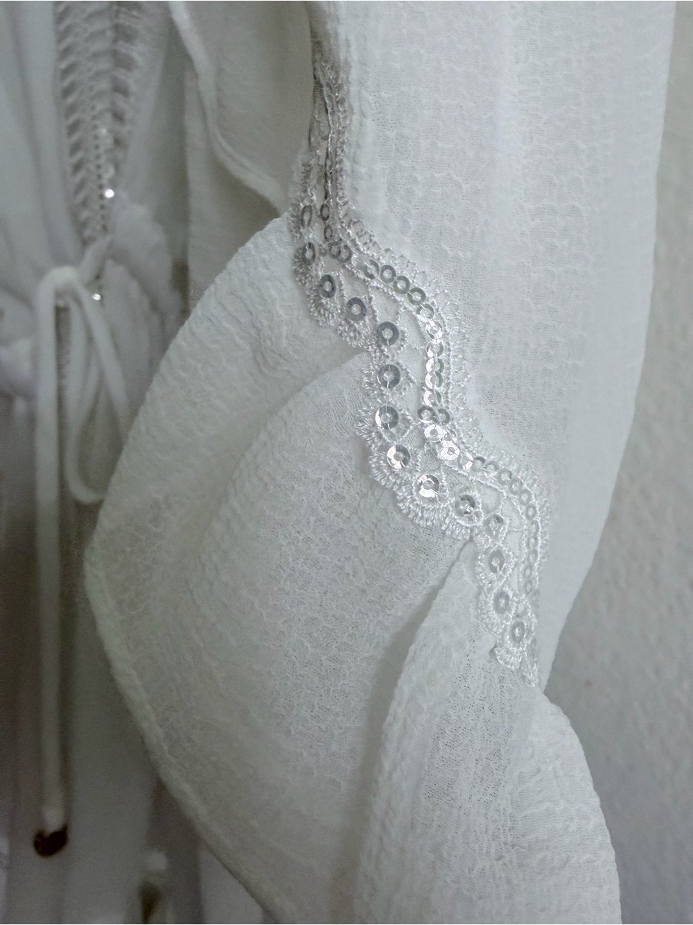 Ramy Brook Pietro Dress White Sequin Trim Boho Cover-Up Tunic Small NWT - Picture 4 of 8